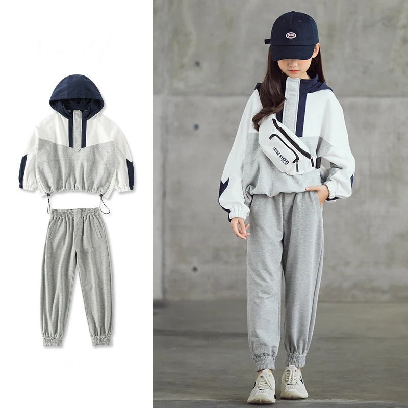 

Girls Hoodies Sport Casual Clothes Sets 8 10 12 years Autumn Winter Thicken Long Pants Cotton 2 pieces Teen Girls Suits