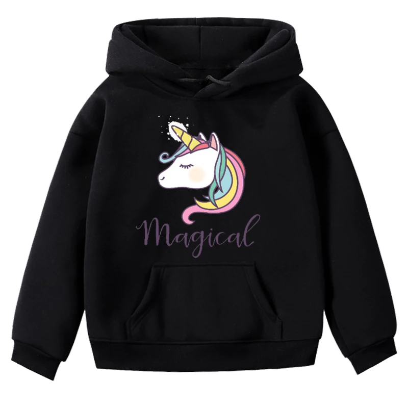 Hoodies 3 Модный свитер с принтом единорога; толстовка для маленьких мальчиков и девочек; повседневные толстовки; детская зимняя теплая одежда с капюшоном и длинными рукавами - Цвет: Hoodies 3