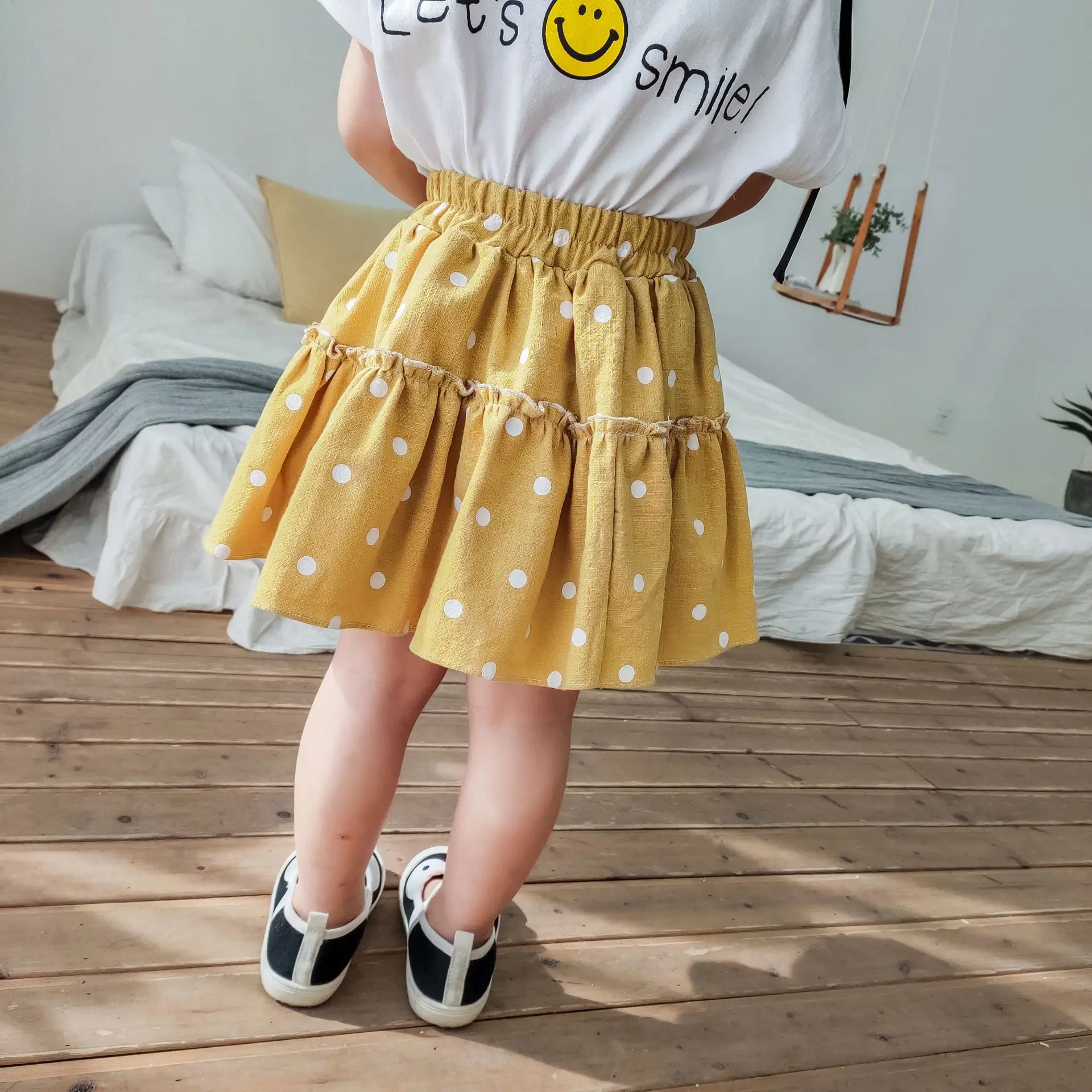Летние милые юбки с зонтиком в горошек для девочек универсальная юбка из чистого
