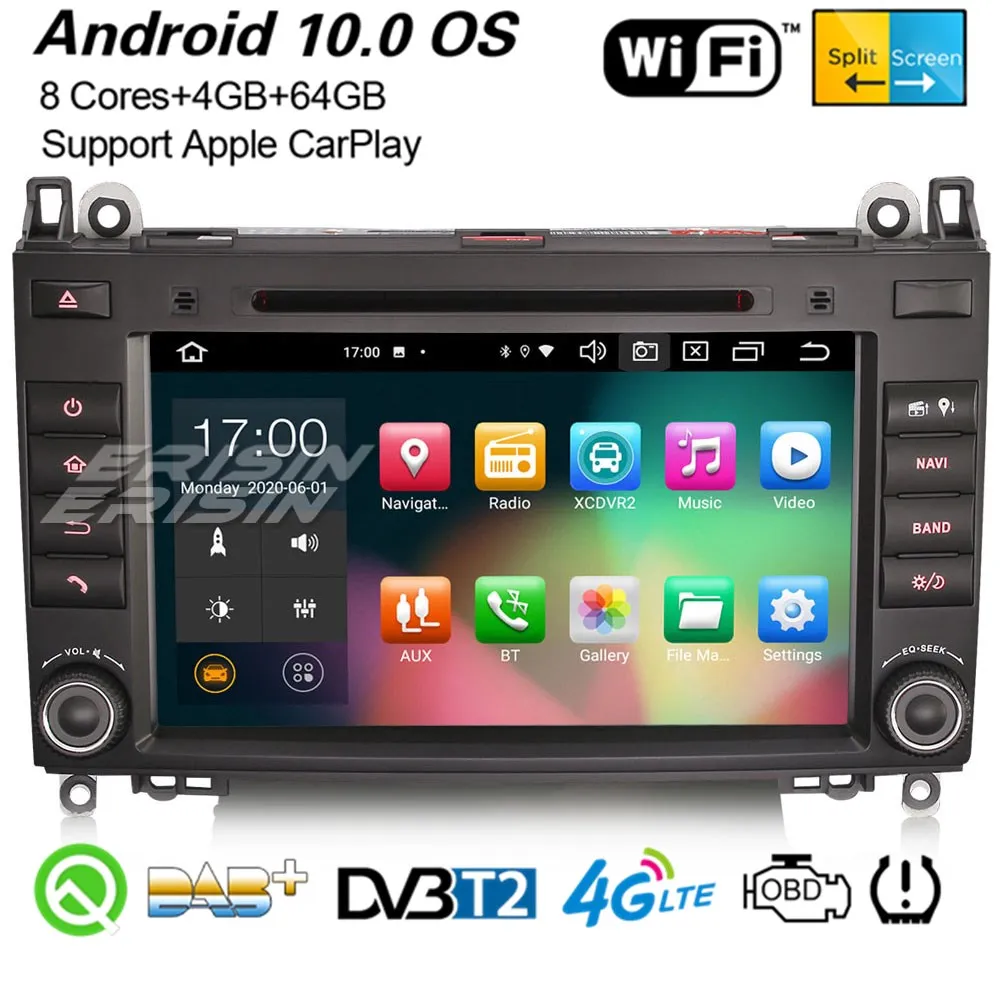Erisin 8121 8 четырёхядерный андроид 10 CarPlay автомобильный Wi Fi стерео BT DSP DAB + GPS для Mercedes