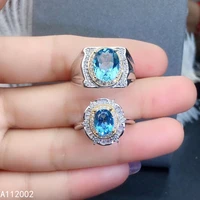 kjjeaxcmy fine jewelry natural blue topaz 925 sterling silver new gemstone men women ring couple suit support test popular