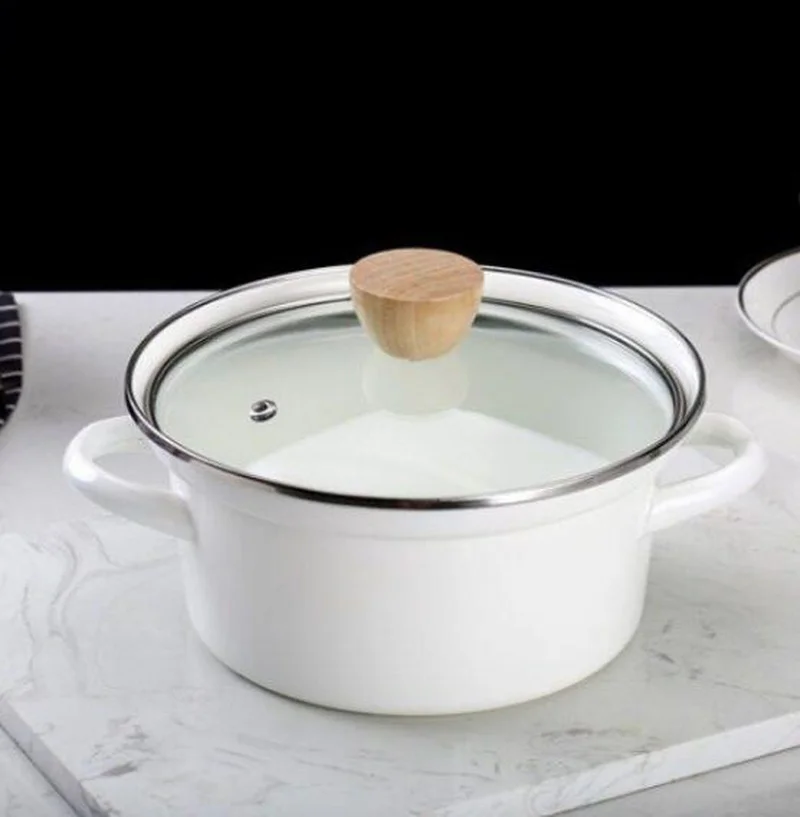 Кастрюля для супа эмалированная кастрюля с двумя ушками тушения домашняя посуда