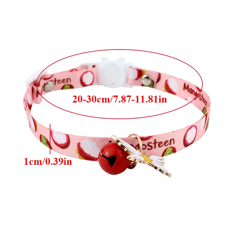 

Multi-color Sweet Cat Collar With Bell Adjustable Cat Necklace Fruit Print Collar Small Dog Collar Printed Webbing Pet Supplies