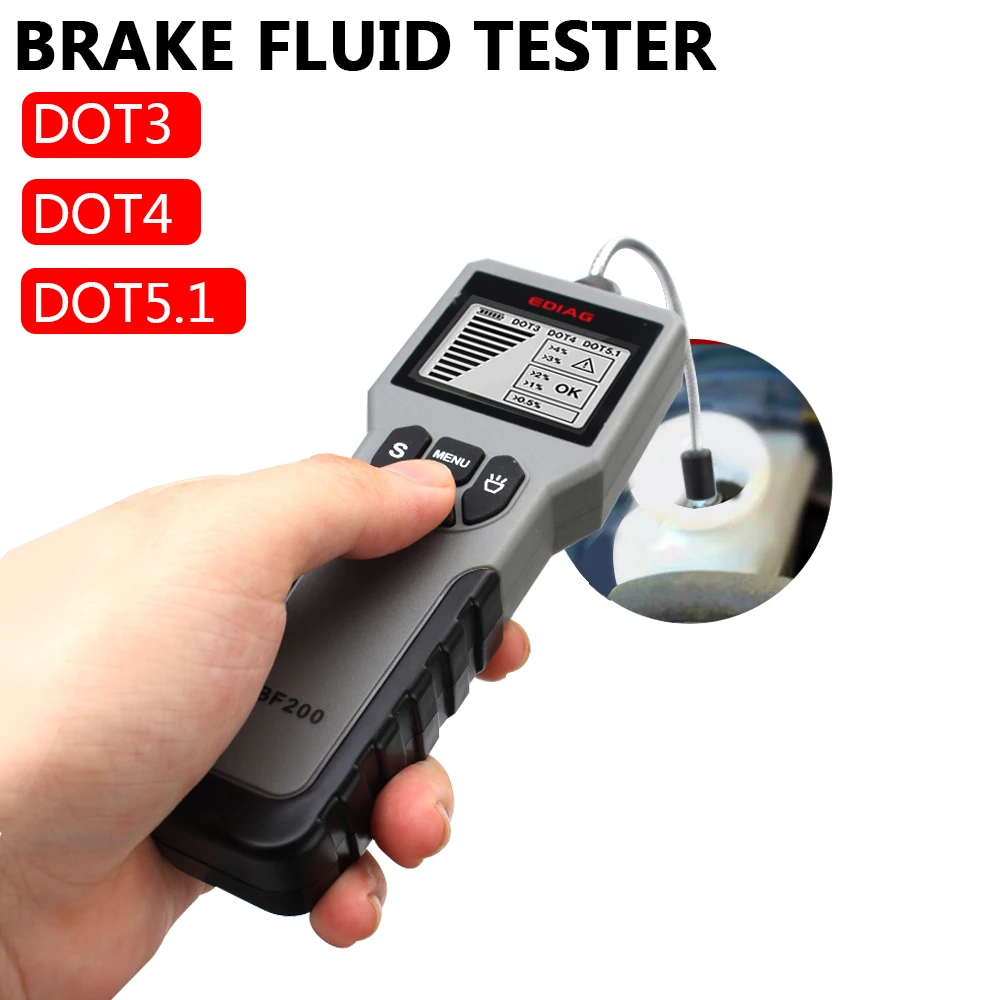 

Water Content Detector Oil Quality Test Tool DOT3 DOT4 DOT5.1 Car Brake Oil Tool BF200 LED Display Auto Brake Fluid Tester