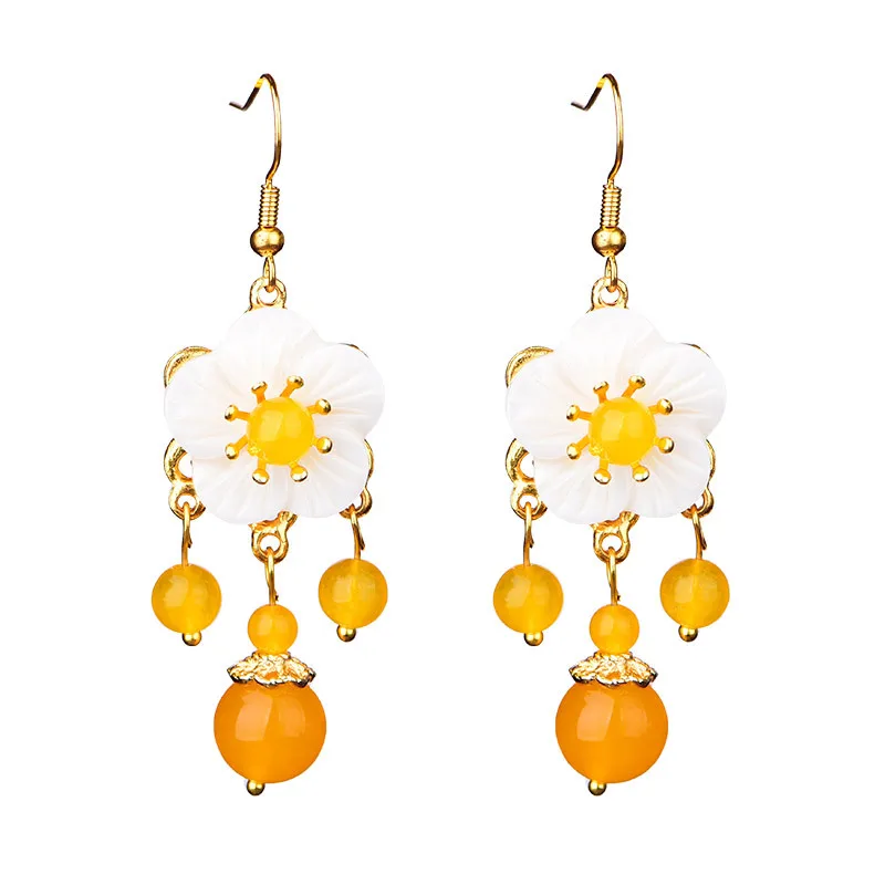 Китайский тренд темпераментный персональный желтый Цветной Глазурью Серьги