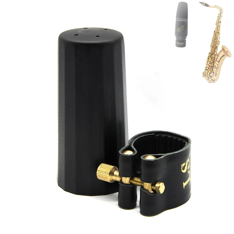 Tenor Sax Bakelite США Джаз Стиль Натуральная кожа Лигатура для саксофона бакелитовая Лигатура мундштука Bb кларнет Ligature клип альт тенор сопрано Sax - Цвет: Tenor Sax Bakelite
