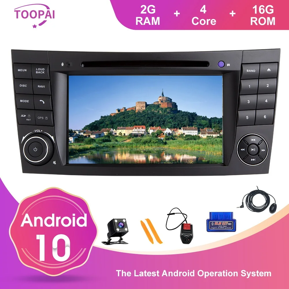 

TOOPAI Android 10 Auto FM Radio For Mercedes Benz E-Class W211 E300 CLK W209 CLS W219 Navi GPS Multimedia DVD Player Can-Bus