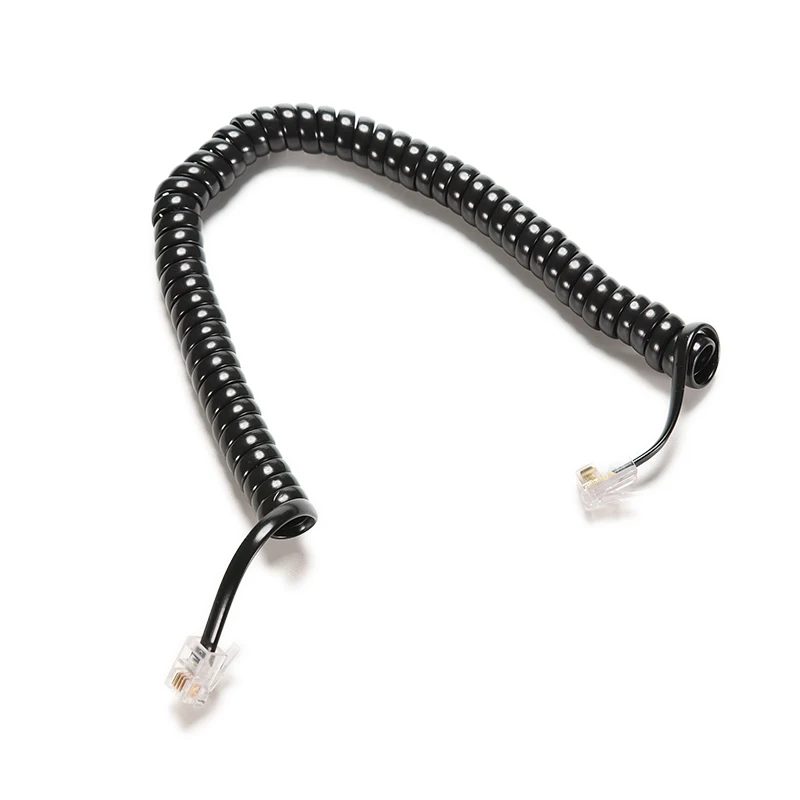 

6.5FT RJ12 4P4C Male To Male Telephone Handset Cable Extension Cord Curly Coil Line Cable Wire Up To 2M Telephone Coiled Cord