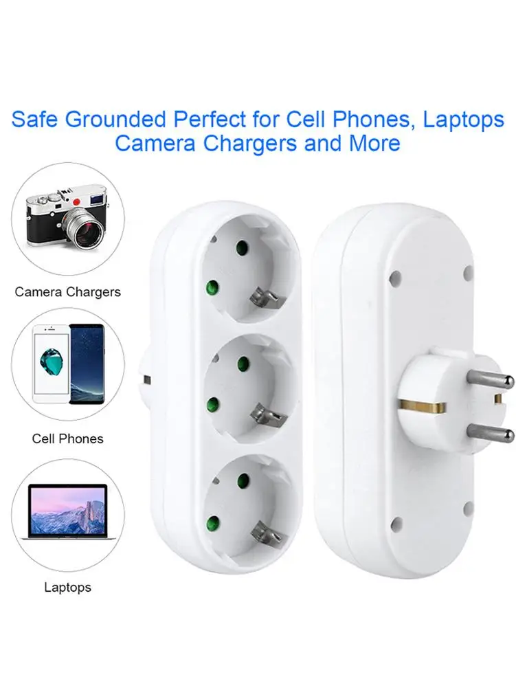 Портативный ЕС гнездо разъема питания адаптер от 1 до 2 3 Круглый AC 250 в блок вилка