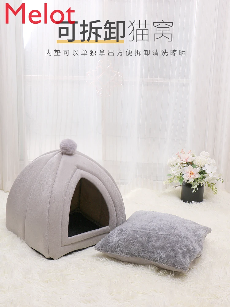 

Cat Nest Winter Warm Four Seasons Universal Cat House Semi-Enclosed Kitten Bed House Villa Kennel Pet Supplies