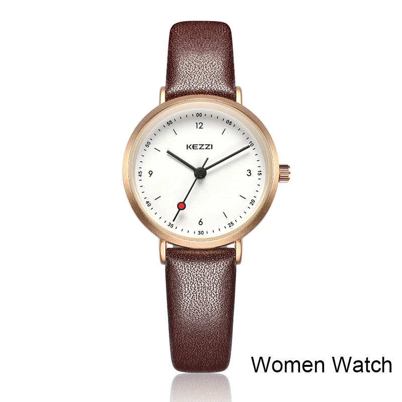 brown watch men KEZZI Новые мужские и женские кварцевые часы для пары, модные деловые часы, мужские часы, женские часы, подарки - Цвет: brown watch men