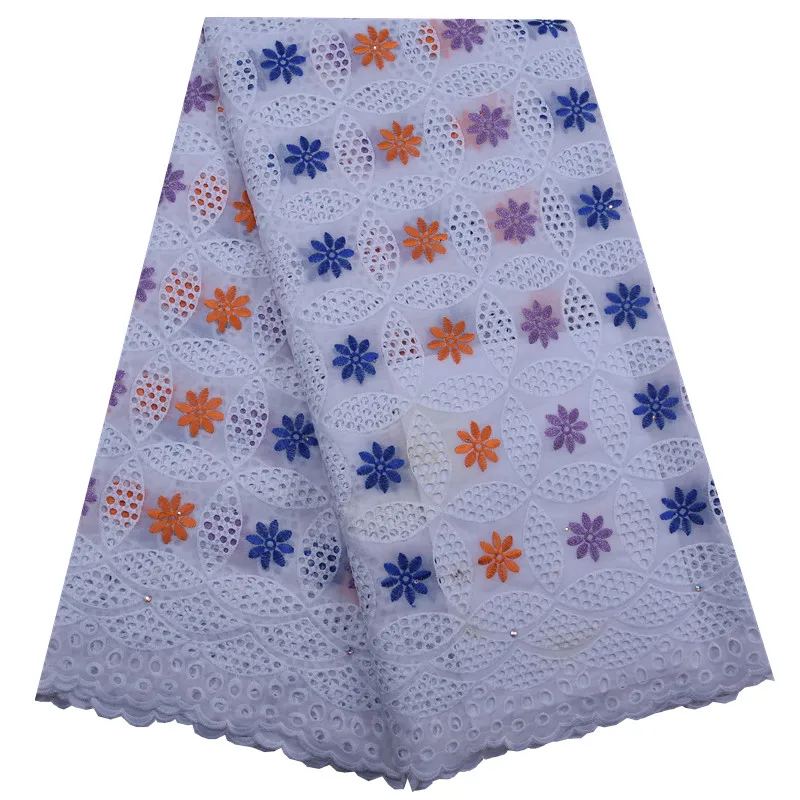 Персиковая африканская швейцарская хлопковая кружевная ткань модная