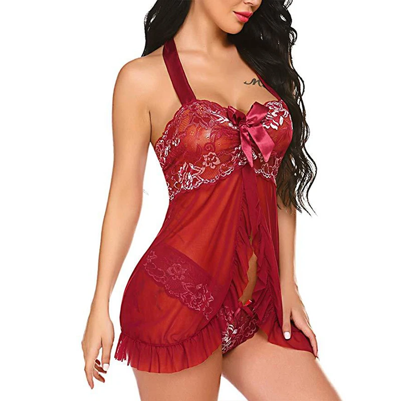 

Sexy Lace Women Nightgown Ladies Lingerie Dress Sleepwear Nightwear Lace Night Dress Set Nighties Women Sleepshirts Homewear