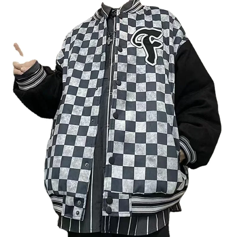 

Pasbos Tide Jackets Man Men's Coat Plaid Clothing Baseball Jerseys Korean Version Retro Versatile Boys Coats Men Jacket Jacket