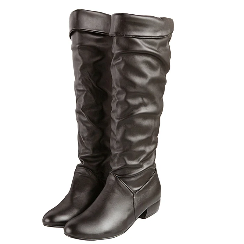 

GAOKE Large size 2021 new arrive Knee high Women Boots Black White Brown flat heels half boots spring autumn shoes woman