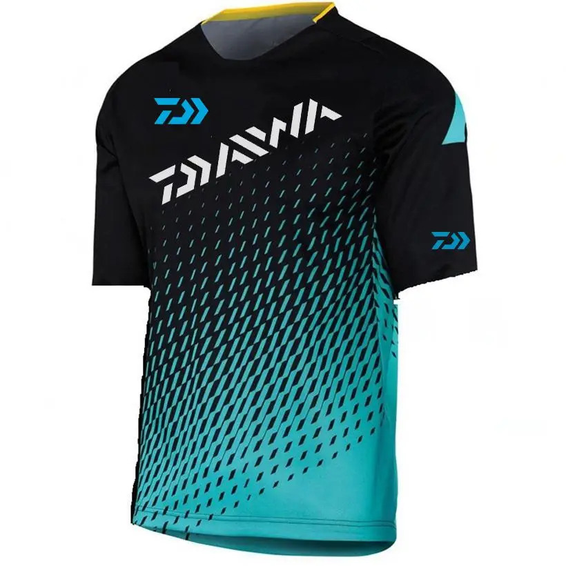 

2021 NEW DAIWA Fishing Clothing Short Sleeve Summer Fish Prints Fishing Shirt Breathable Quick Drying Clothes XXS-5XL Large S