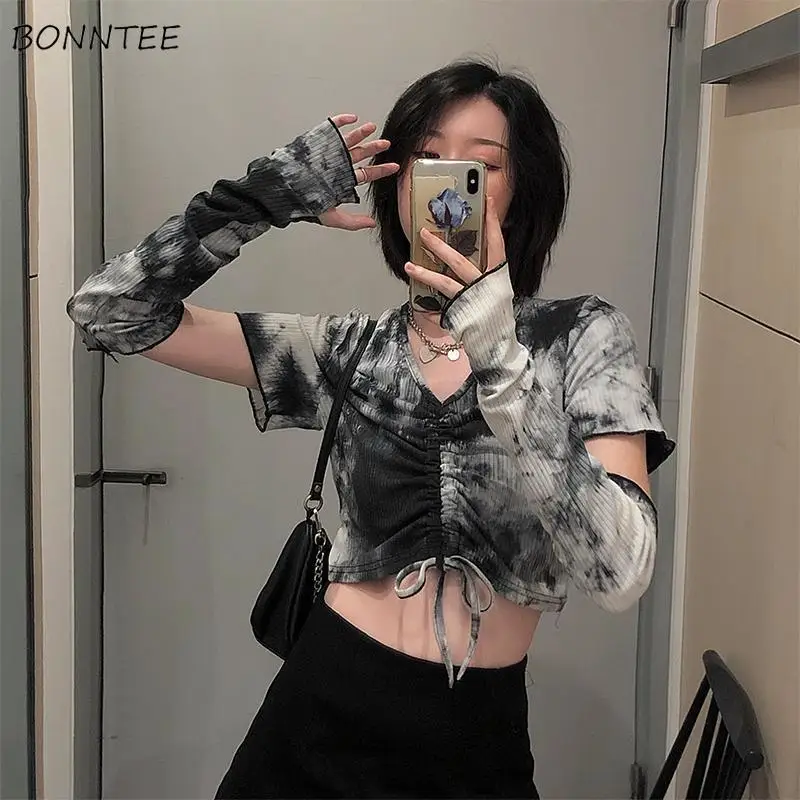 

Футболка женская повседневная с коротким рукавом и V-образным вырезом