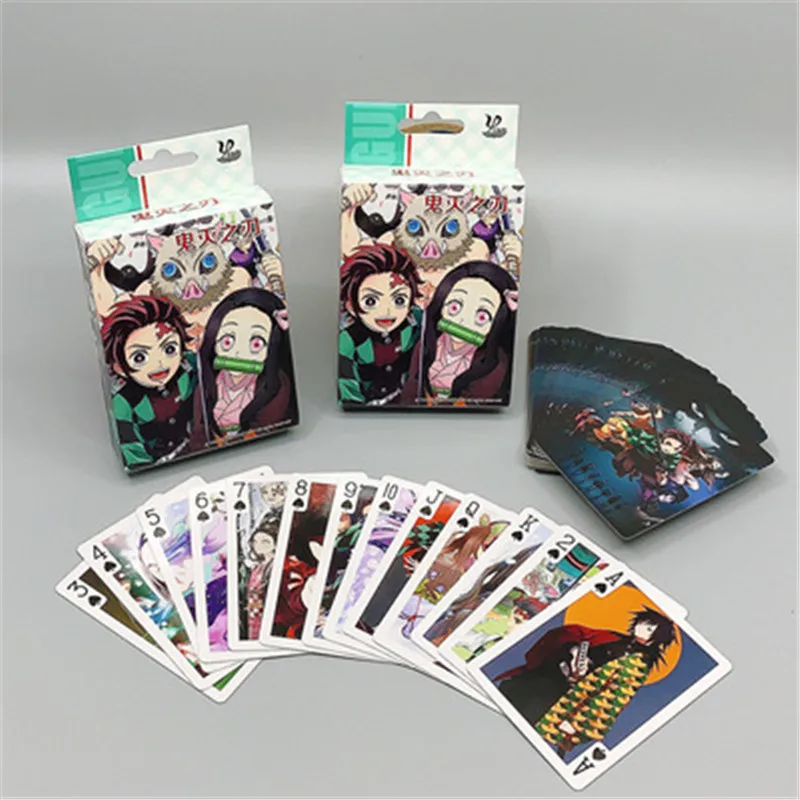 

Demon Slayer Anime Cosplay Poker Blade Playing Cards Kumamon Tanjirou Nidou Solitaire Animation Peripheral Board Game Wholesale