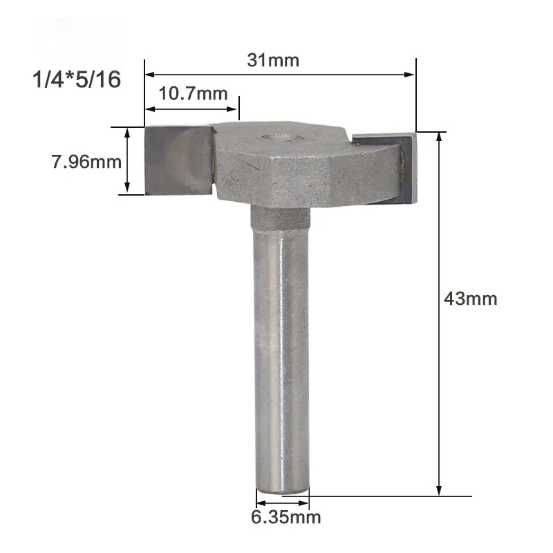 

6.35mm Shank T Type Slotting Cutter Router Bit for Woodworking T-slot Milling Cutter Woodworking Tool