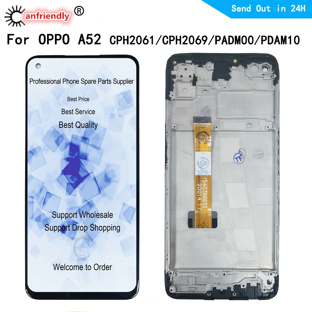 

ЖК-дисплей для OPPO A52 2020 CPH2061 CPH2069 PADM00 PDAM10 ЖК-дисплей, сенсорная панель, сенсорный экран, датчик дигитайзера с рамкой в сборе LCD s