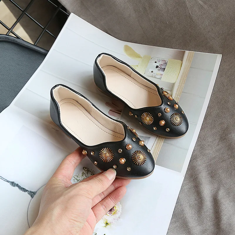 Жемчужные детские тапочки для девочек принцесса плоская обувь мягкая подошва