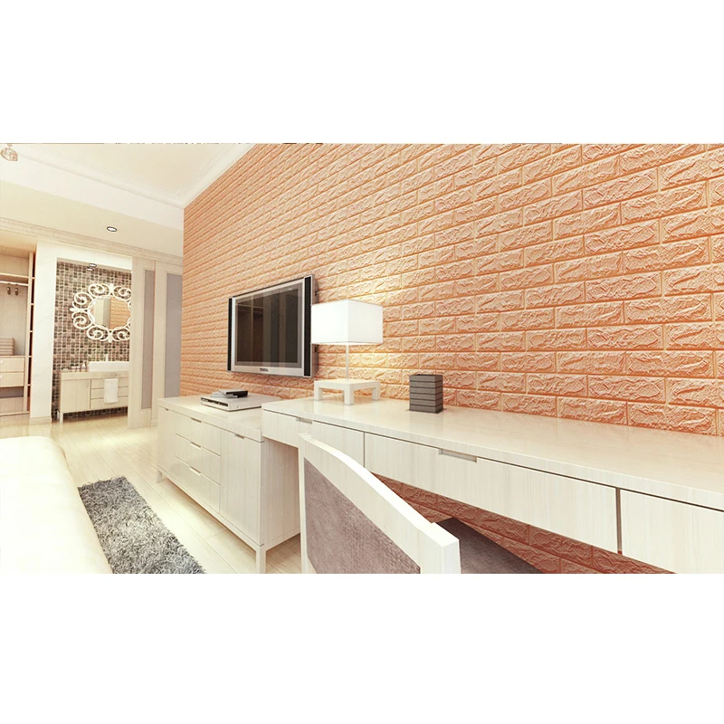 

Brick wall Stickers DIY 3D PE Foam Wallpaper Panels Room Decal Stone Decoration Embossed Self Adhensive 3D Brick Wall 70*77cm