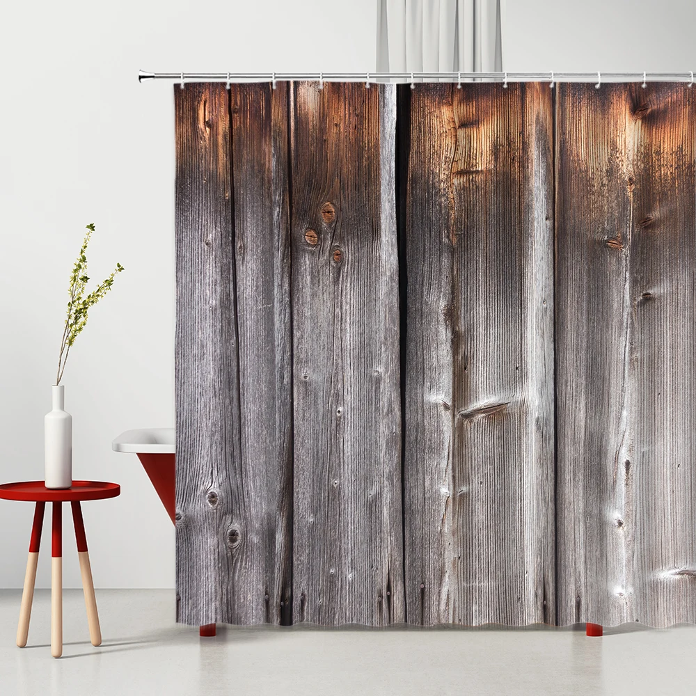 

Wood Grain Retro Shower Curtain Vintage Shower Curtain 100% Waterproof Polyester Fabric Household Items Bathtub Decoration