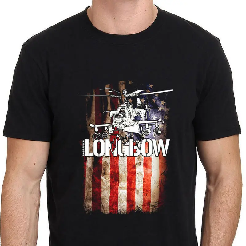 

AH-64 Long Bow Attack Helicopter Men's Black T-Shirt Size S to 3XL