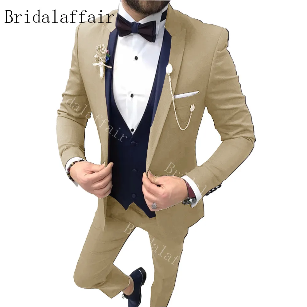 Мужские костюмы с отворотами bridalaffer темно синие блейзером брюки блестящим синим