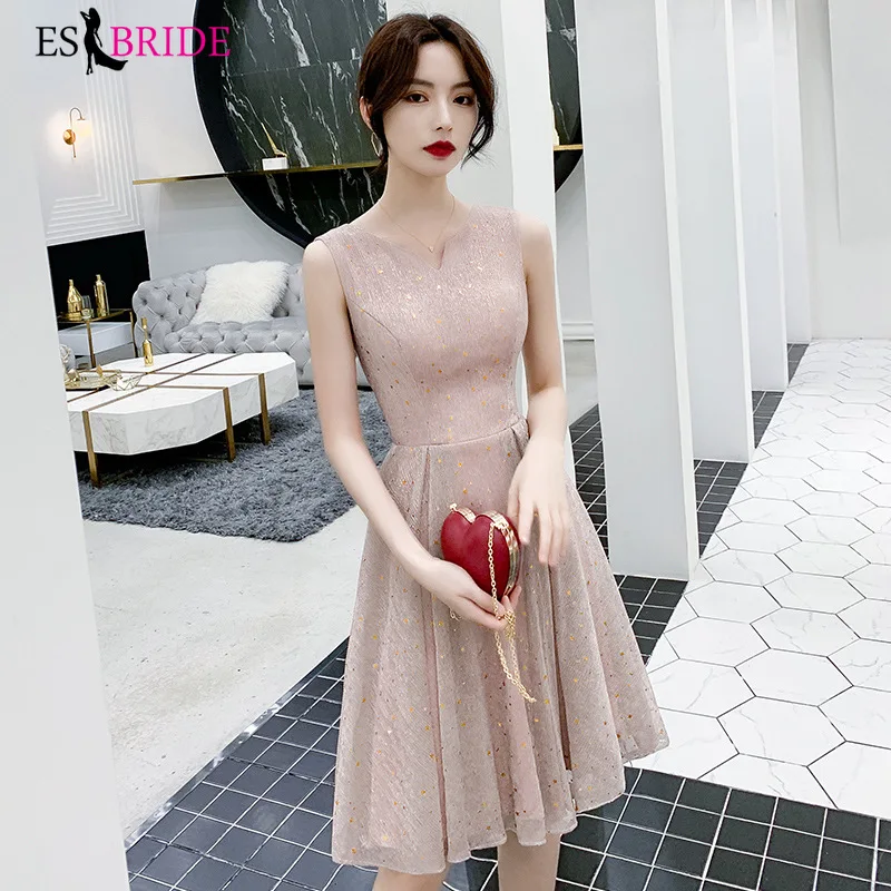 Сверкающие платья для выпускного вечера трапециевидной формы с круглым вырезом