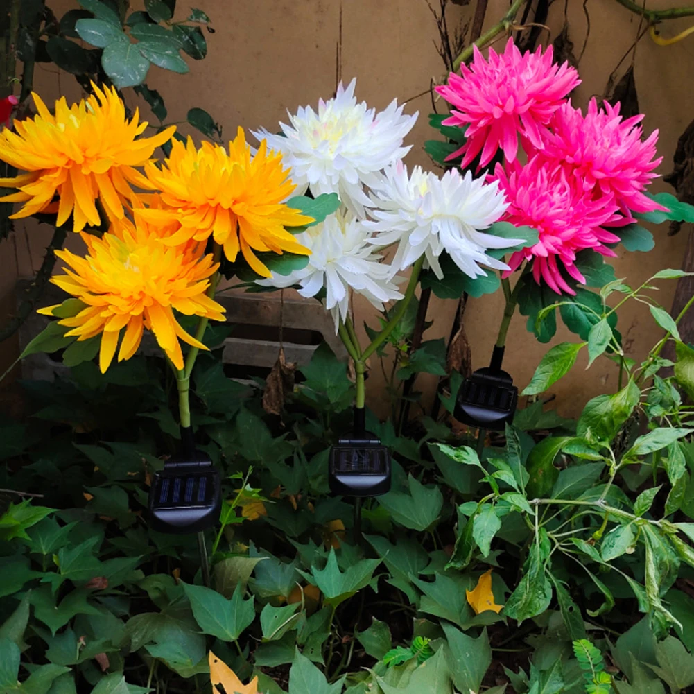 

2pcs Solar Lawn Stake Light LED Chrysanthemum Flower Home Garden Decoration Lamp Landscape Lawn Lamp Path Lighting Outdoor Light