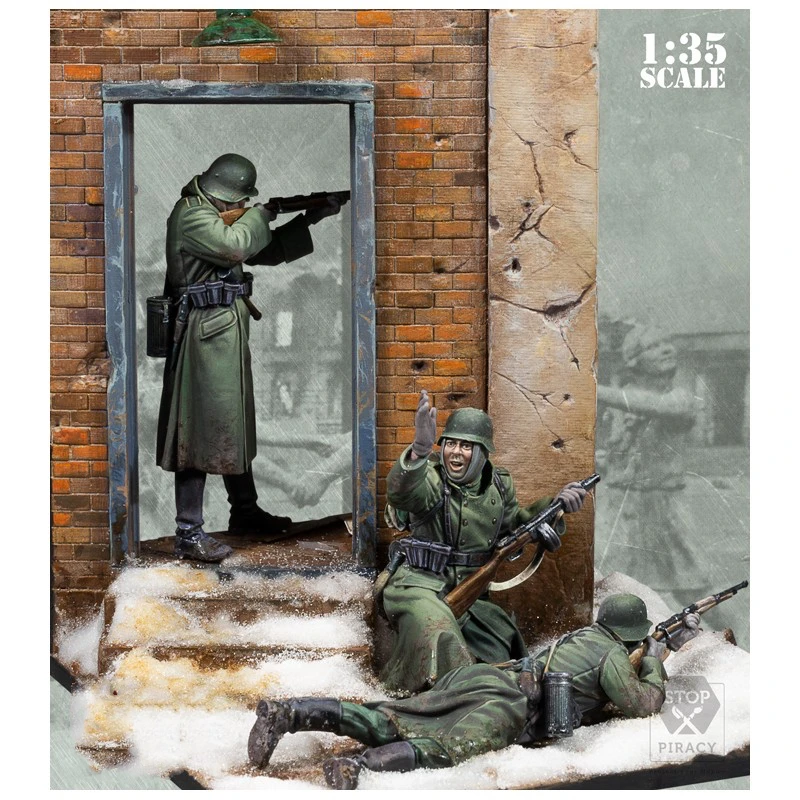 Модель из смолы GK 1/35 военная тема Второй мировой войны (три человека с сценами)
