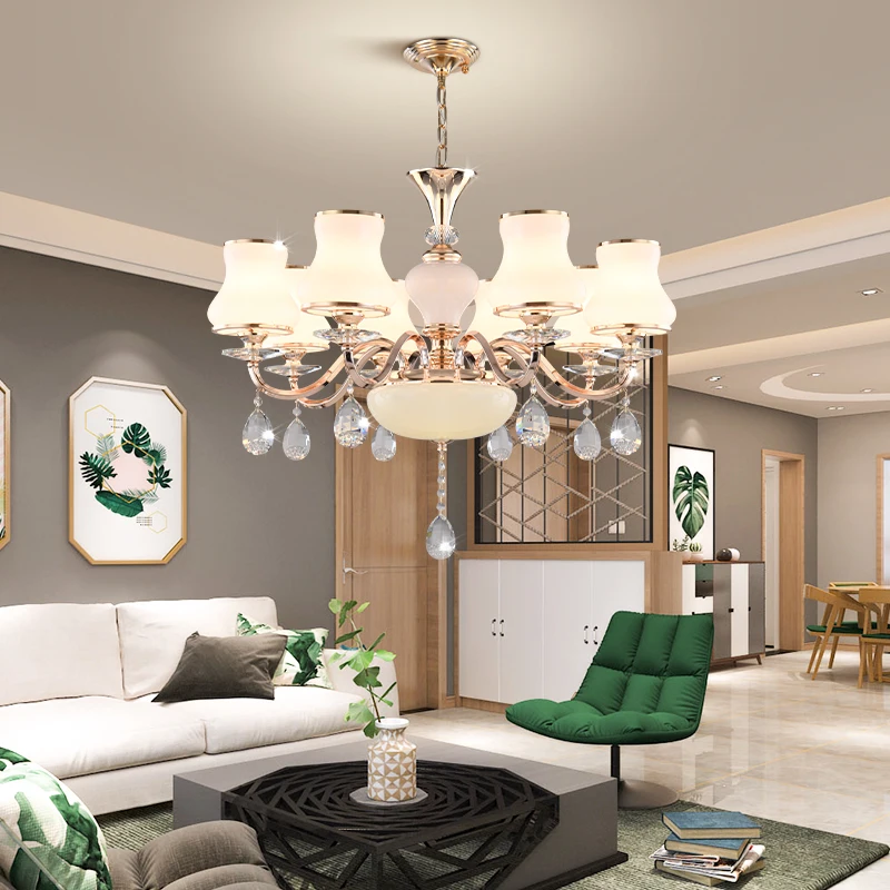 Светодиодные люстры для гостиной современные золотистые металлические лампы