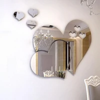 5pcs heart shape removable mirror effect wall stickers living room decal decor