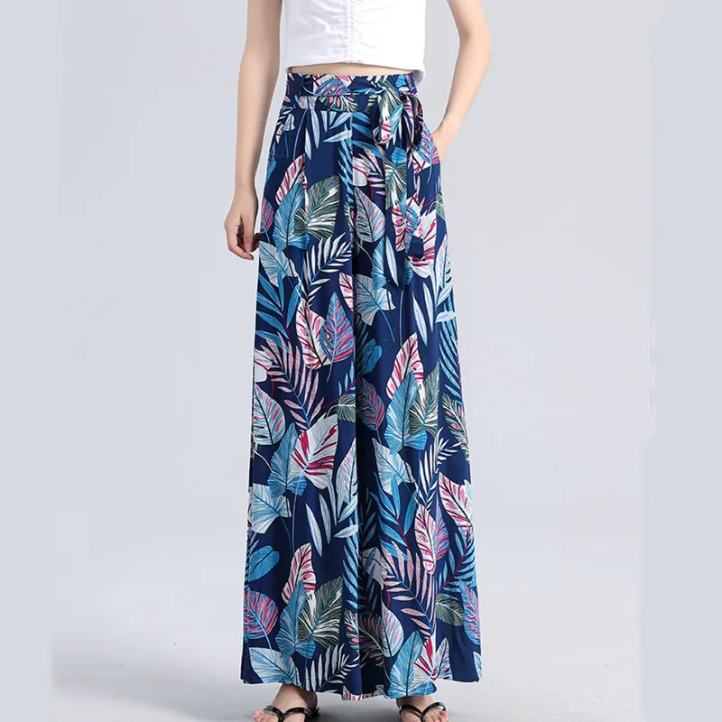 Женские богемные Асимметричные модные повседневные брюки с эластичным поясом в