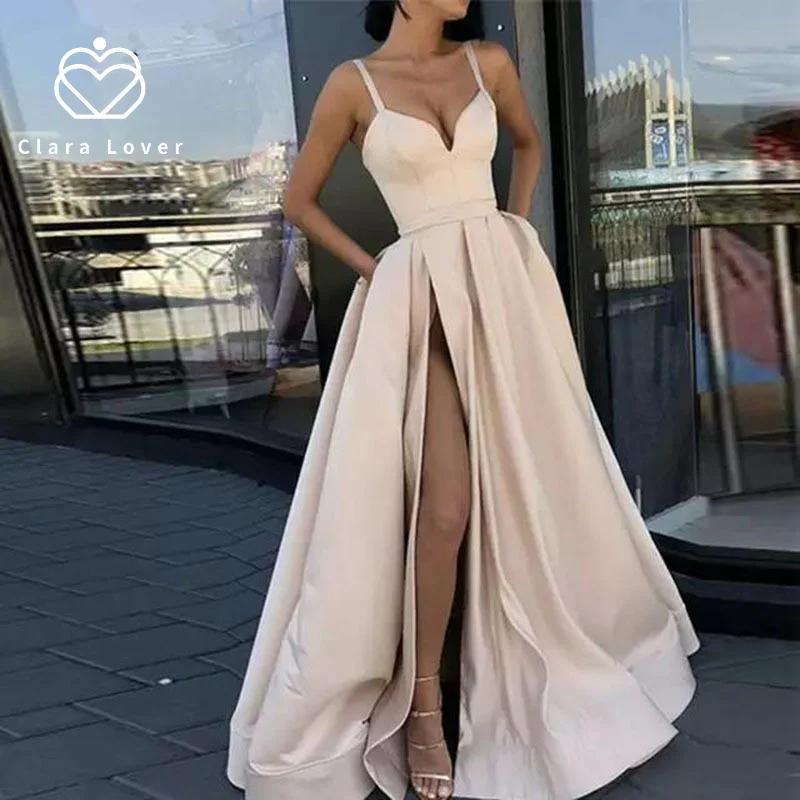 

Satin Wedding evening Dress 2021 new spring bridal Dress vestido de festa celebrity-inspired dresses floor length gown
