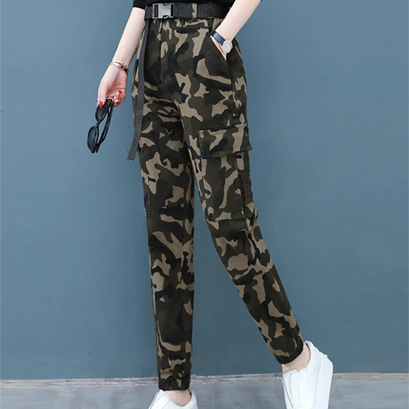 

Spring Autumn baggy Camouflage Pants Female Multi-Pockets Casual Pants Army Green Camo Pants Street Jogger Pants