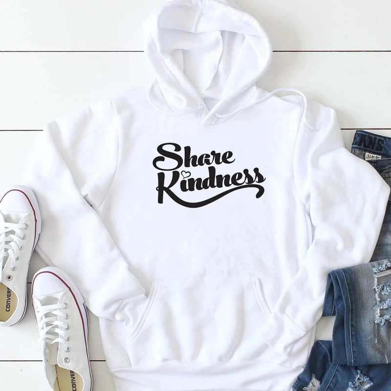 

Share kindness women fashion hoodies quote slogan religion Christian Bible baptism pure cotton pullovers cute heart graphic-K654