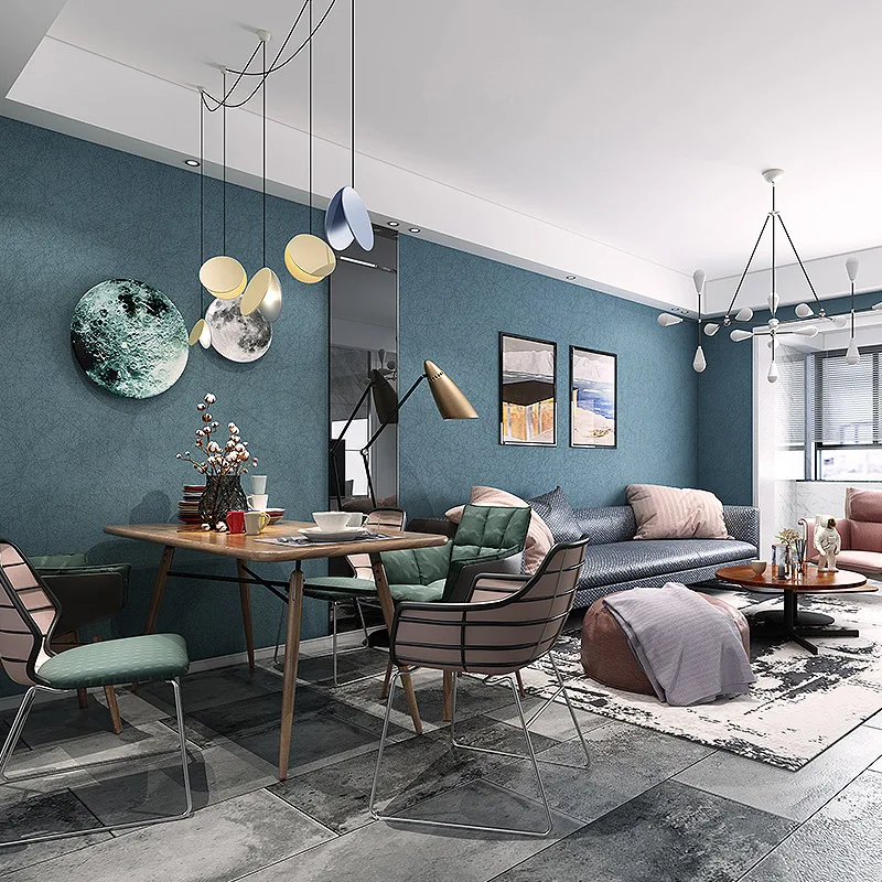 Цвет: черный Синий Нетканые сплошного Цвет обоев Однотонные серебряными