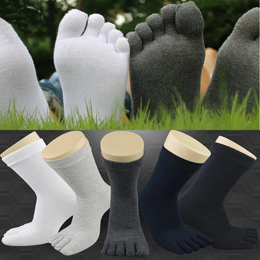 1 Pair New Unisex Socks Winter Warm Soft Men Women Socks Cotton Finger Breathable Five Toe Socks Five Finger Solid Color Socks