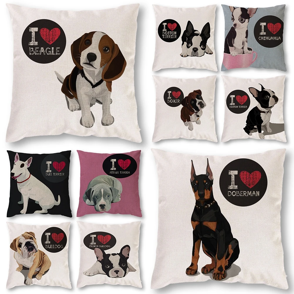 

Lovely Dog Theme Living Room Decorative Sofa Cushion Cover Bedroom Linen Square Pillow Case 45x45 Cm Couple Home Pillowcover