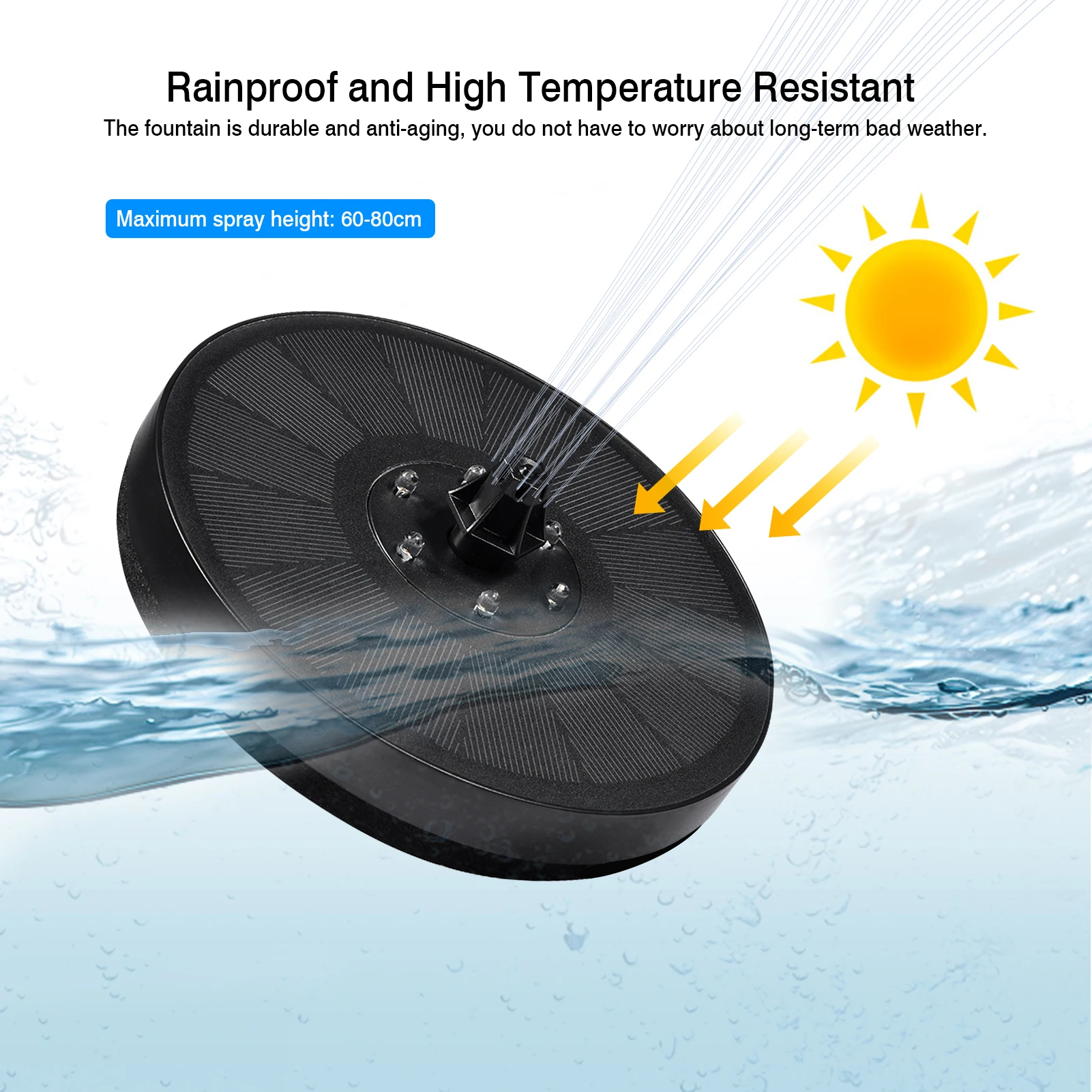 

Solar Fountain Colorful LED Lights Swimming Pools Fountain