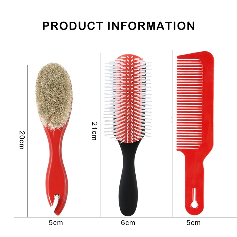 

Hair Brush Set-Hair Comb Nine Row Comb Bristles Brush Beard Grooming Kit