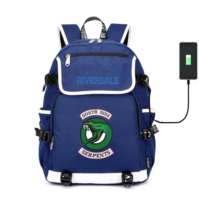 Riverdale canvas Backpack usb charging School Bags South Side Serpents shoulder bag Laptop travel rucksack for teenagers | Багаж и сумки