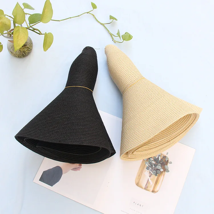 

2021 Beach Fashion Oversized Edge Sun-Proof Straw Hat Spring Summer Vacation Sun Hat Folding Trendy Women Sun Hat