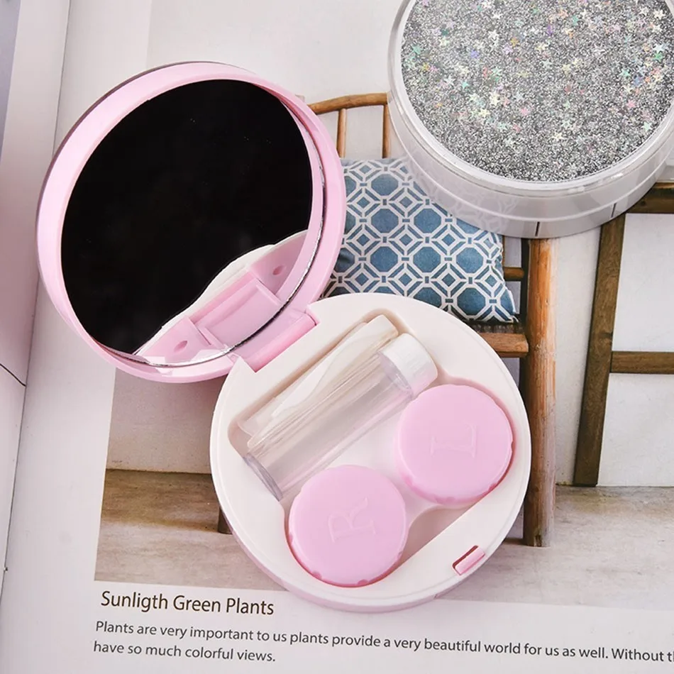 Новый дизайн контейнер для объектива чехол контактных линз с блестящими