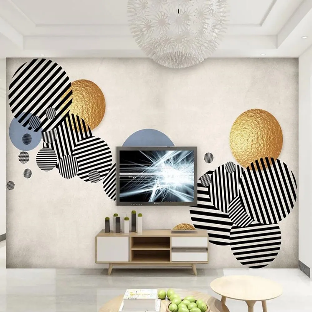 

Большие настенные 3D-обои Milofi на заказ, модные круглые фоновые обои для гостиной, спальни
