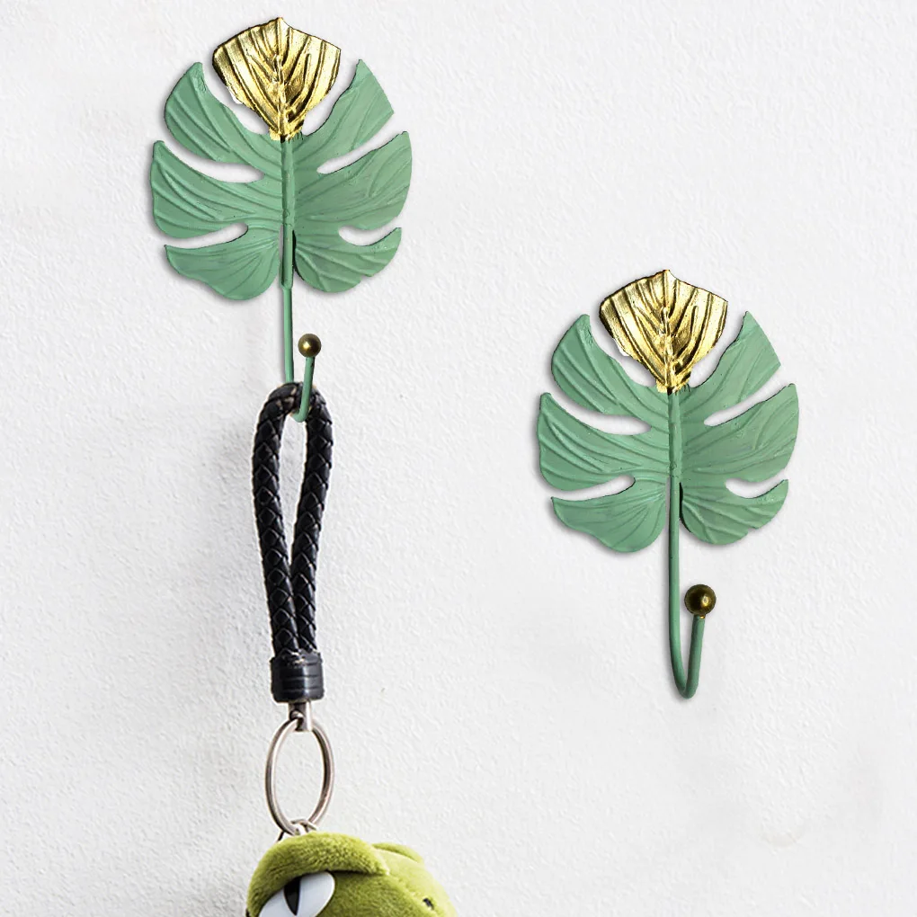 

Nordic Light Luxury Golden Leaves Wall Hooks For Hanging Clothes No-Punch Wall Hanger Coat Key Hook Decorative Home Organizer