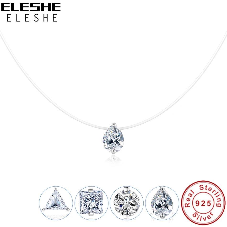 Подлинный eleshe, 925 пробы, серебряная цепочка, ожерелье, подвеска, модное хрустальное ожерелье, женское колье, ожерелье, ювелирное изделие, колье