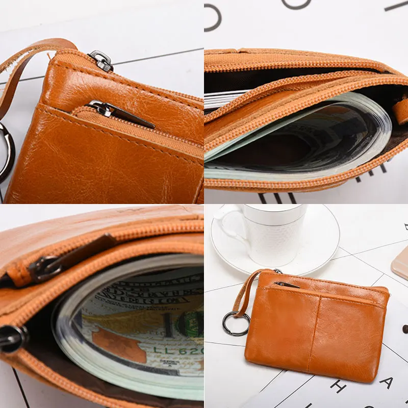 

Mini Purse for Men Wallet Women Genuine Leather Zipper Vintage Short Lady Small Slim Female Women's Wallet Male Thin Coin Purse